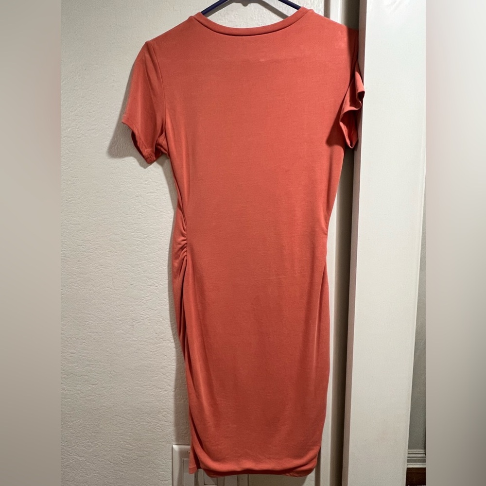 Express coral colored dress, with slight rouched around waist area